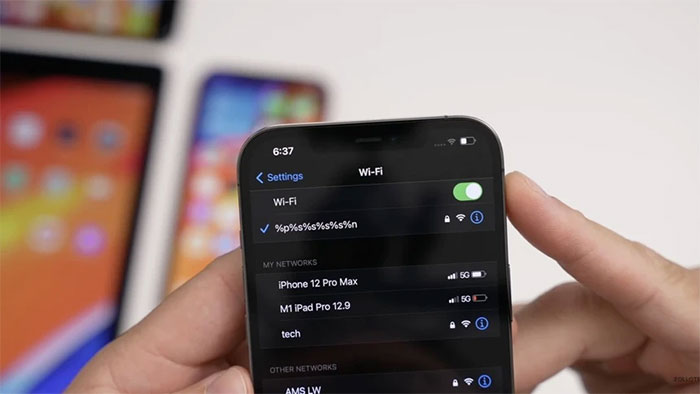 Màn hình cài đặt Wi-Fi trên iPhone.